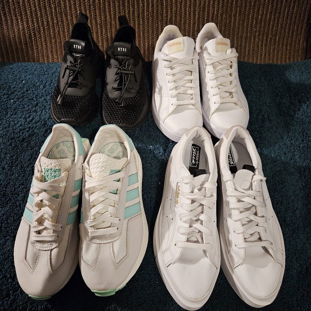 4 pair women's shoes, sizes in pictures.